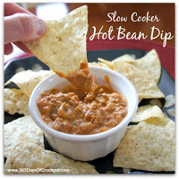 Recipe for Slow Cooker Hot Bean Dip #slowcooker #crockpot #dip