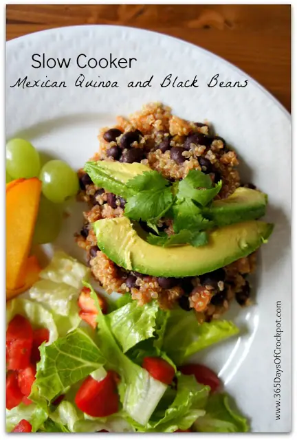 Recipe for Slow Cooker Mexican Quinoa and Black Beans (vegan slow cooker recipe)