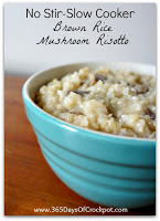 Recipe for Slow Cooker No-Stir Brown Rice Mushroom Risotto #crockpot