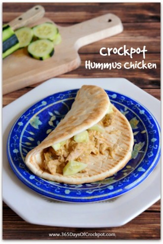 CrockPot Recipe for Hummus Chicken with Soft Pita Bread