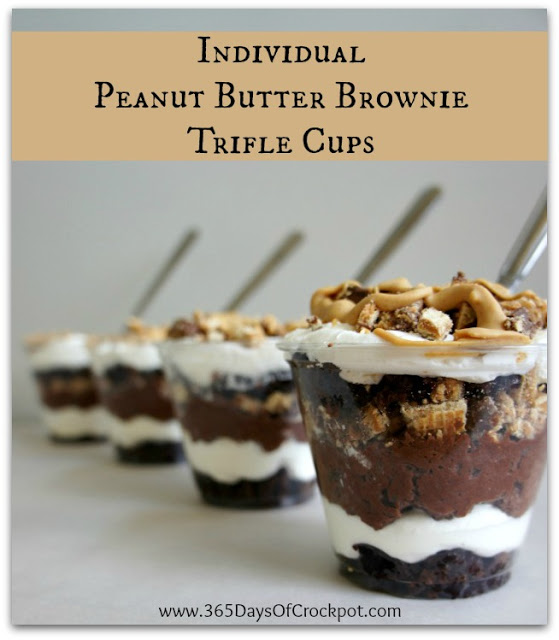 Recipe for Individual Peanut Butter Brownie Trifle Cups #dessert #trifle #peanutbutter #chocolate