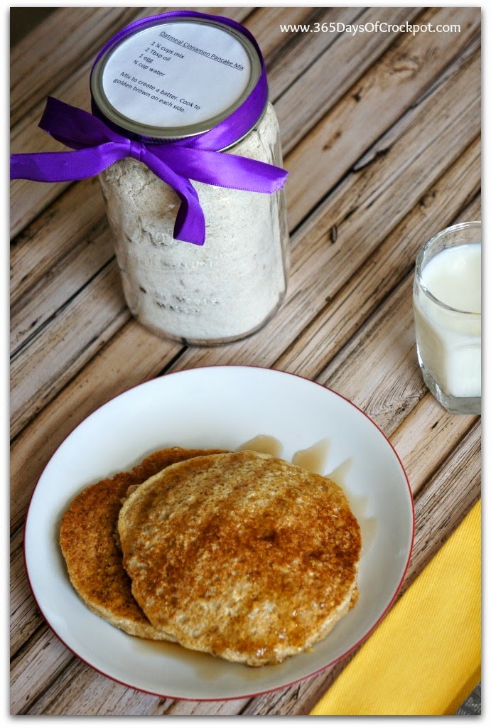 Recipe for Oatmeal Cinnamon Pancake Mix www.365DaysOfCrockpot.com #breakfast