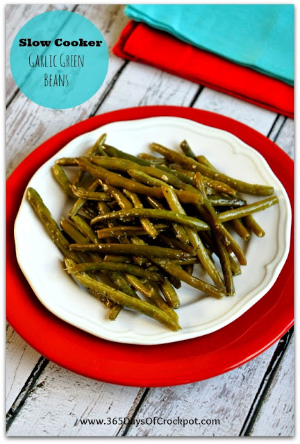 Recipe for Slow Cooker Fresh Garlic Green Beans #slowcooker #healthyslowcooker #crockpot #vegan #paleo