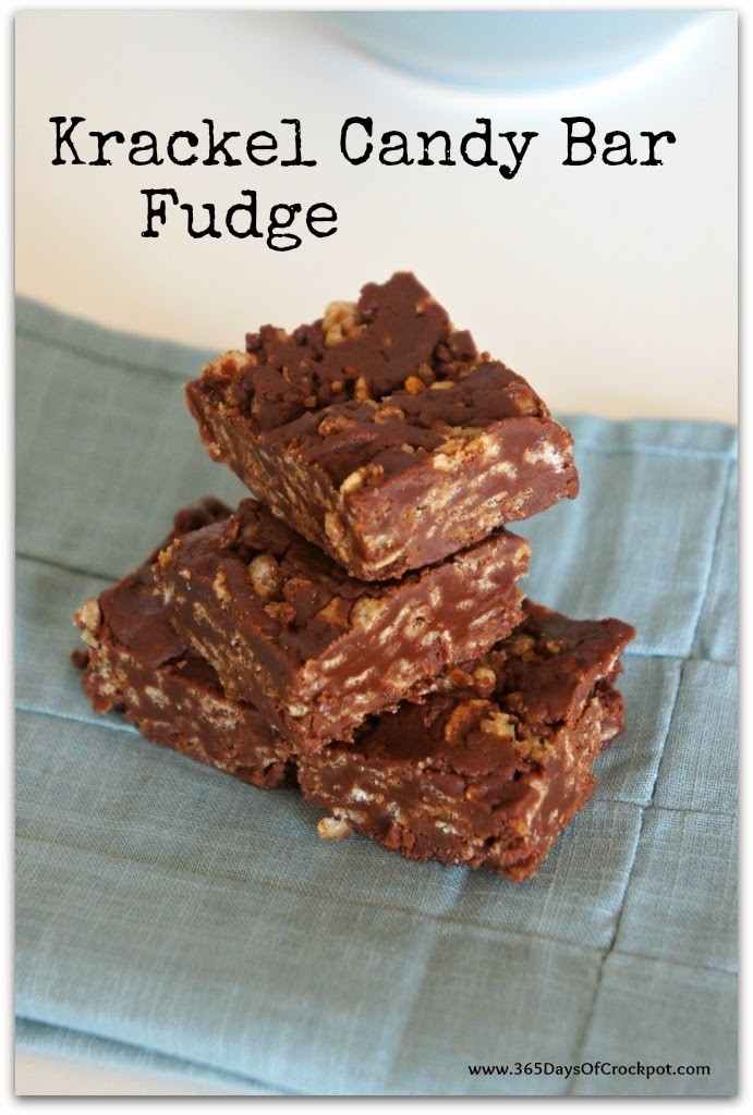 Krackel Candy Bar Fudge...like the candy bar except 100 times better.  Only 6 ingredients and 10 minutes!