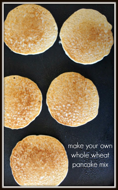This whole wheat pancake mix is perfect for busy mornings.  Just add water and you're ready to go!