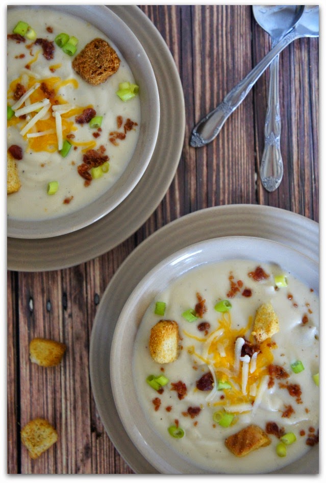 Crockpot version of Zupas Cauliflower Soup...creamy and cheesy and delicious!