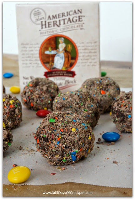 Spiced Chocolate Truffles Rolled in Crushed M&Ms