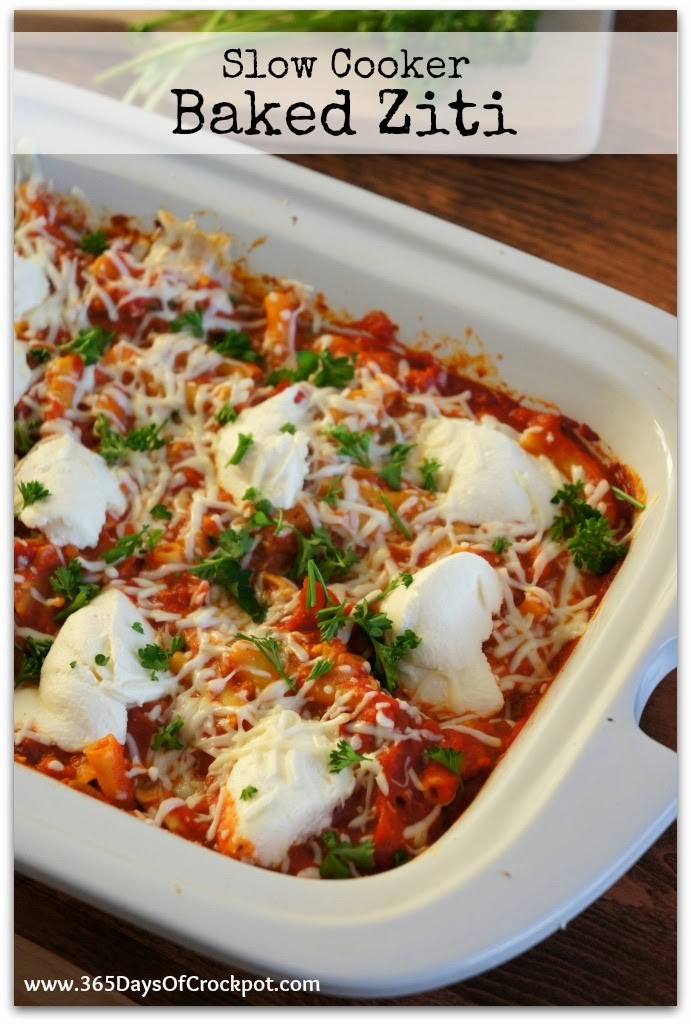Cheesy, gooey baked ziti made easy in the slow cooker!