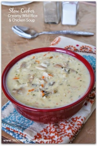 Slow Cooker Creamy Wild Rice and Chicken Soup