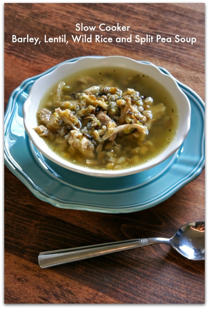 Healthy Slow Cooker Barley, Lentil, Wild Rice and Split Pea Soup Recipe
