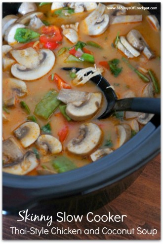Skinny Slow Cooker Thai-Style Chicken and Coconut Soup