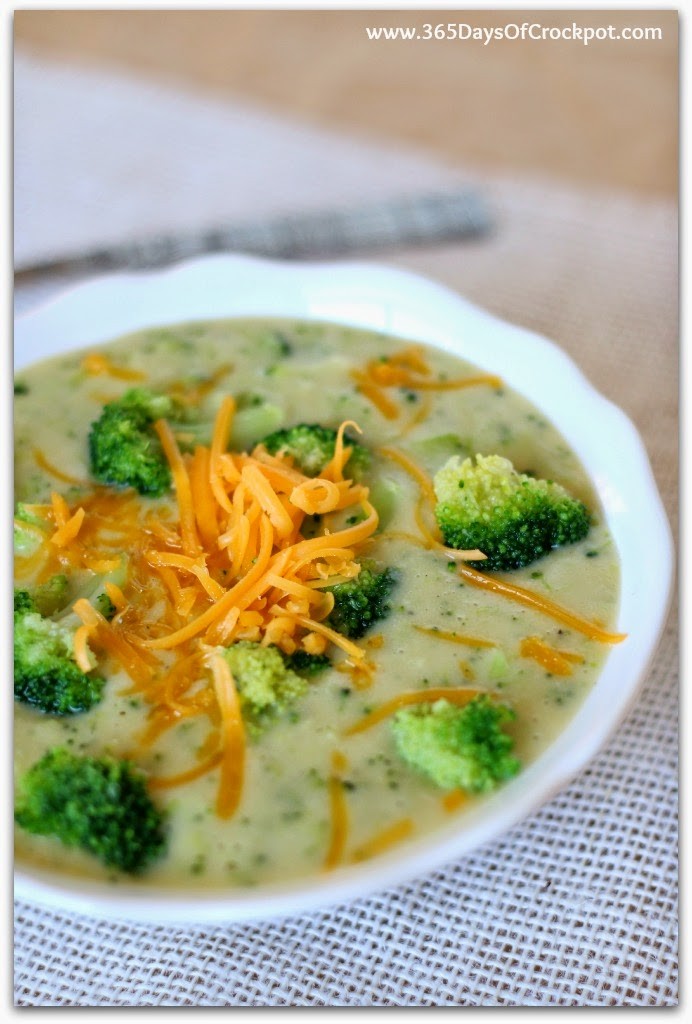 A Gluten Free and Lighter version of Cheesy Creamy Broccoli Soup...it's also made in the slow cooker for ultra ease and no fuss!