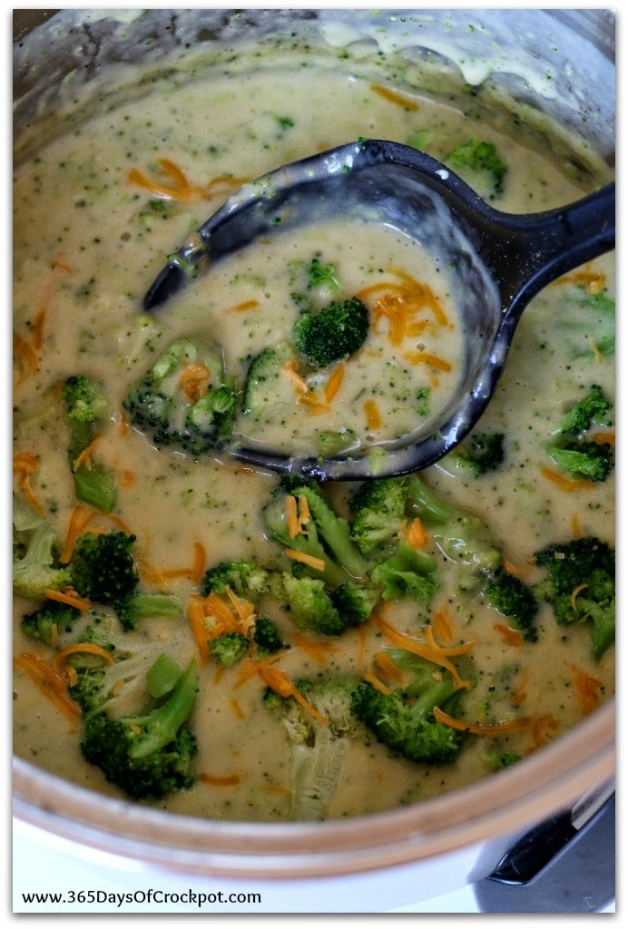 A Gluten Free and Lighter version of Cheesy Creamy Broccoli Soup...it's also made in the slow cooker for ultra ease and no fuss!