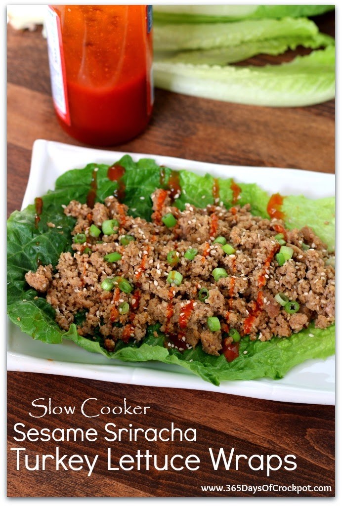 Slow Cooker Sesame Sriracha Turkey Lettuce Wraps--Gluten Free and Low Carb
