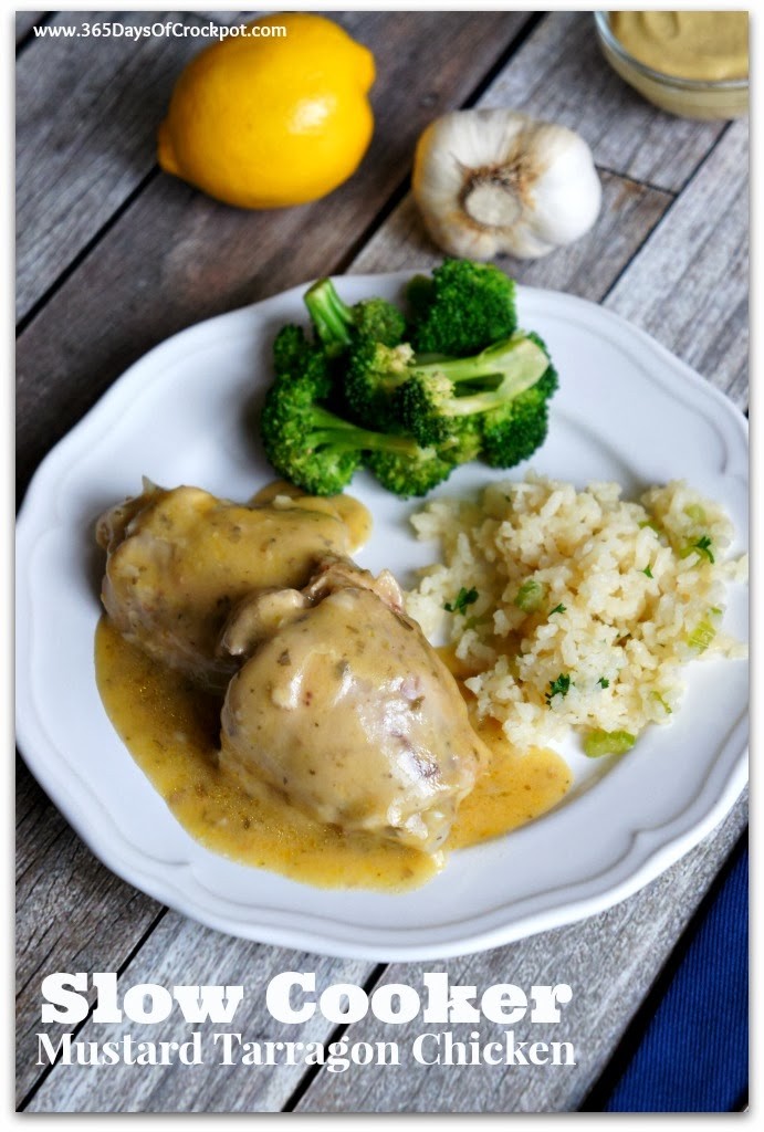 Recipe for Slow Cooker Tarragon-Mustard Chicken #chickenrecipe #easydinner #crockpotrecipe