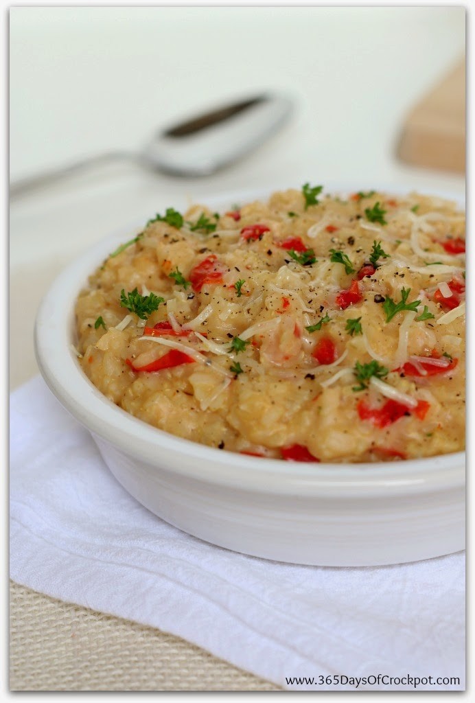 Slow Cooker Red Pepper Brown Rice Risotto (no stirring!)