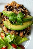 EASY EASY EASY! Slow cooker Mexican quinoa (or orzo) with black beans and avocados...get the recipe and video!