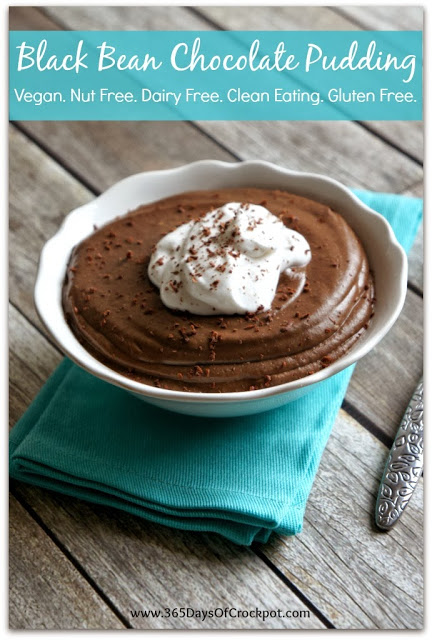 Recipe for Slow Cooker Black Bean Chocolate Pudding. #Vegan #Cleaneating #GlutenFree #DairyFree #NutFree 