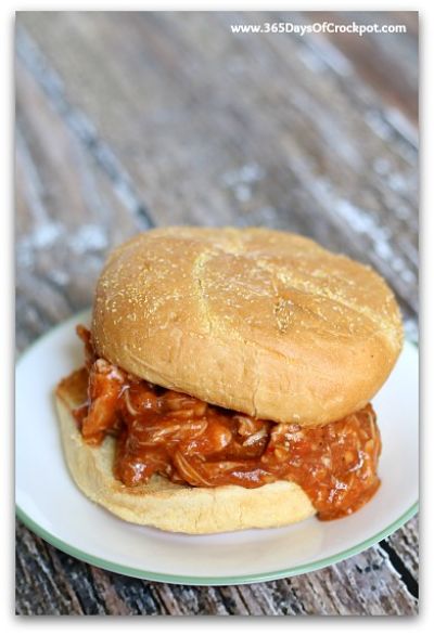 Easy sloppy joes made in the crockpot with CHICKEN! YUM!