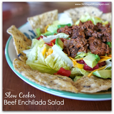 Recipe for Crockpot Beef Enchilada Salad #salad #beef #slowcooker #crockpo
