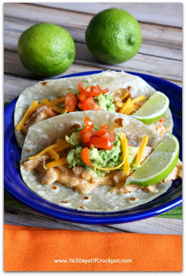 Recipe for Slow Cooker Sour Cream Chicken Taco Filling from 365 Days of Slow Cooking #crockpot #chicken #easydinner