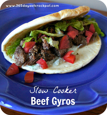 Crock Pot Beef Gyros with Tzatziki Sauce #crockpotrecipe #easydinner