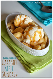 Recipe for Slow Cooker Caramel Apple Sundaes #dessert #crockpot #slowcooker