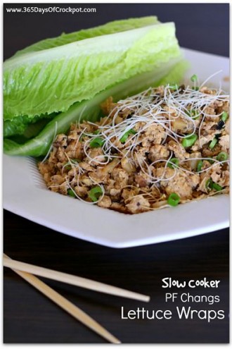Slow Cooker Version of PF Chang’s Chicken Lettuce Wraps
