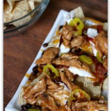 Slow Cooker Barbecue Ranch Chicken Nachos