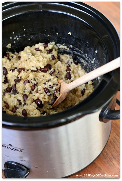 Slow Cooker Coconut Quinoa and Black Beans is a super simple side dish to go with your favorite grilled meats this summer or eat it as the main dish!