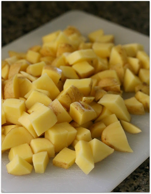Diced yellow potatoes with peels 