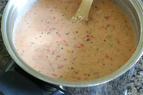 add in the half and half to the tomato soup for richness