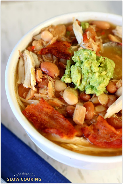 Hearty and gluten free turkey, bacon, avocado soup made in the crockpot