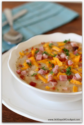 Slow Cooker White Bean Soup with Ham, Bacon and Cheddar