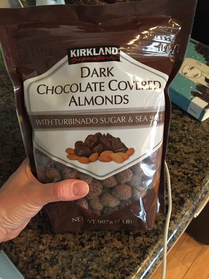 Dark chocolate almonds Kirkland Brand at Costco