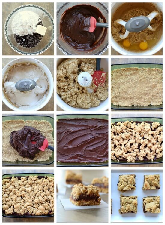 step by step pictures on how to make oatmeal chocolate cookie bars