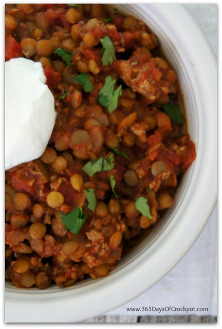 Healthy recipe for crockpot turkey lentil chili