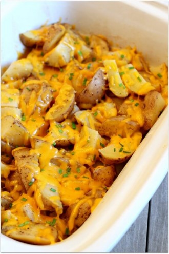 Slow Cooker Cheesy Potatoes and Chives