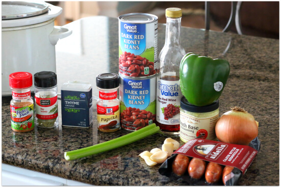 Ingredients for red beans and rice