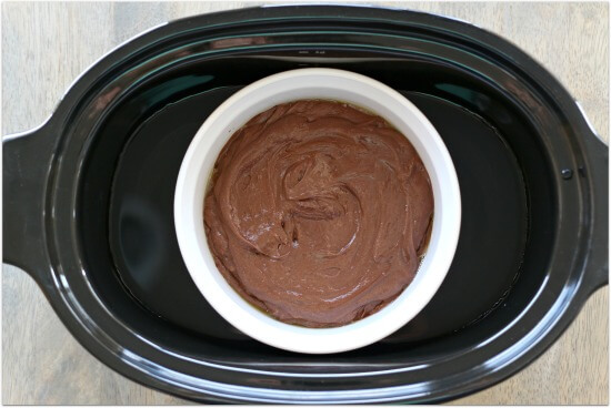 use a water bath in the slow cooker for desserts