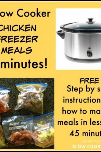 5 Slow Cooker Chicken Freezer Meals in Minutes (free step by step instructions)