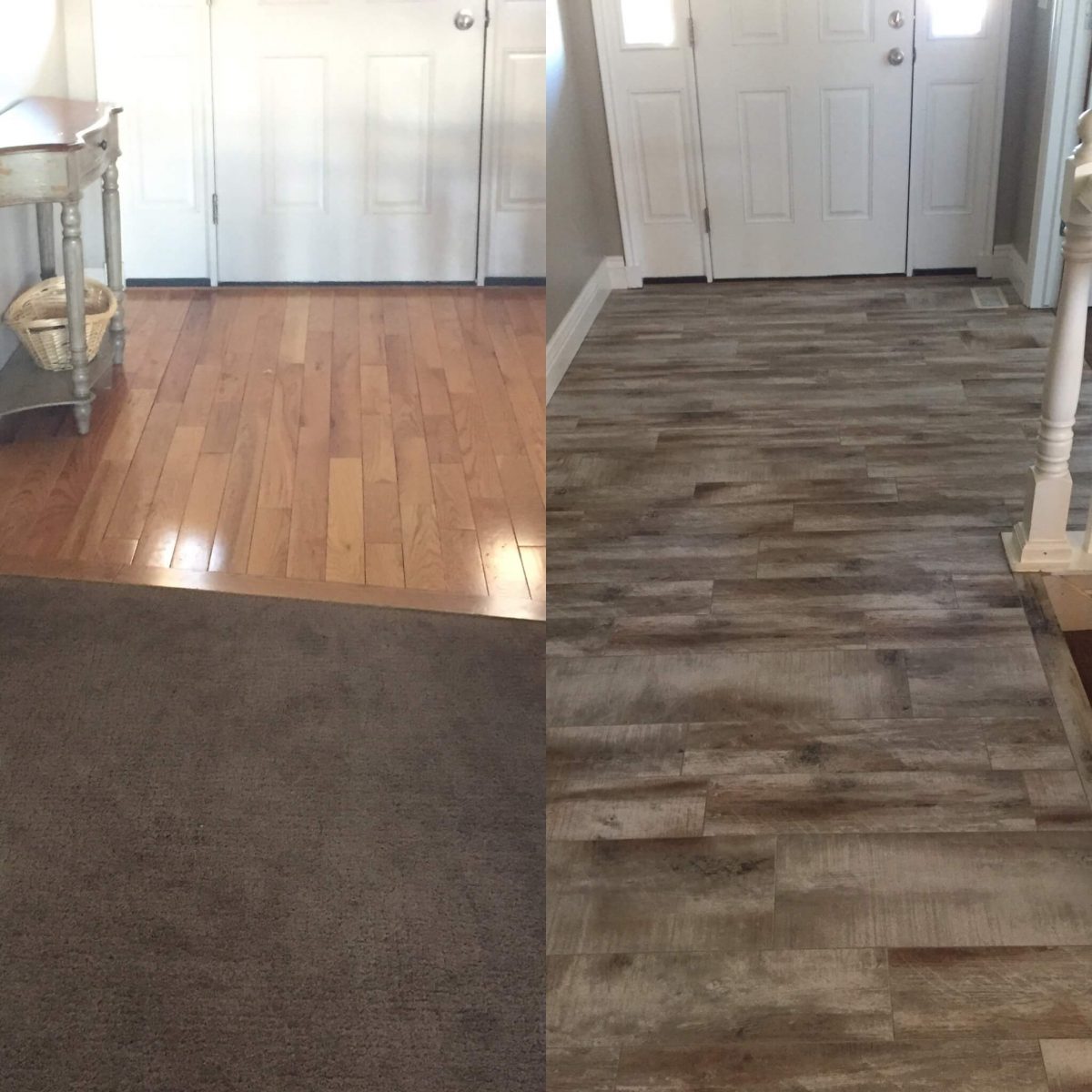 Flooring Before and After Reveal-Wood Looking Tile - 365 Days of Slow
