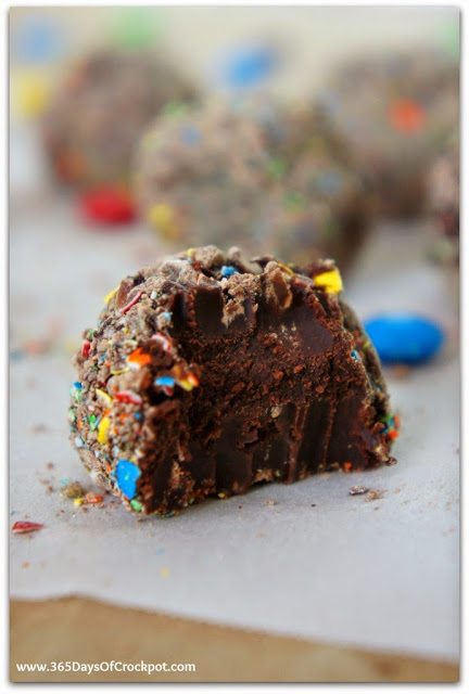 spiced chocolate truffles rolled in m&ms