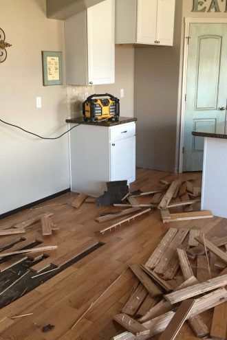 Flooring Before and After Reveal–Wood Looking Tile