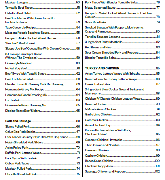 table of contents screenshot 2