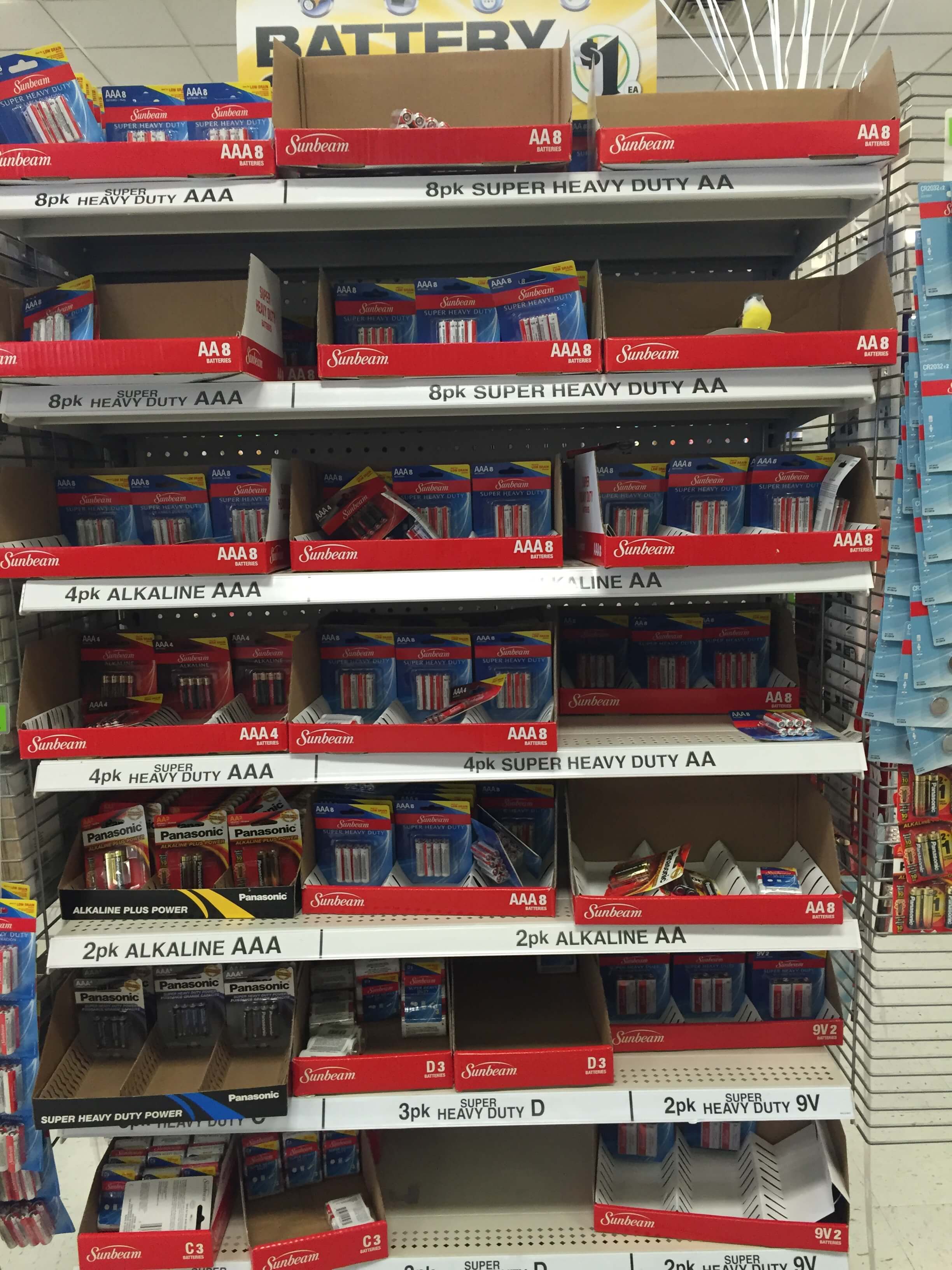 batteries at the dollar store