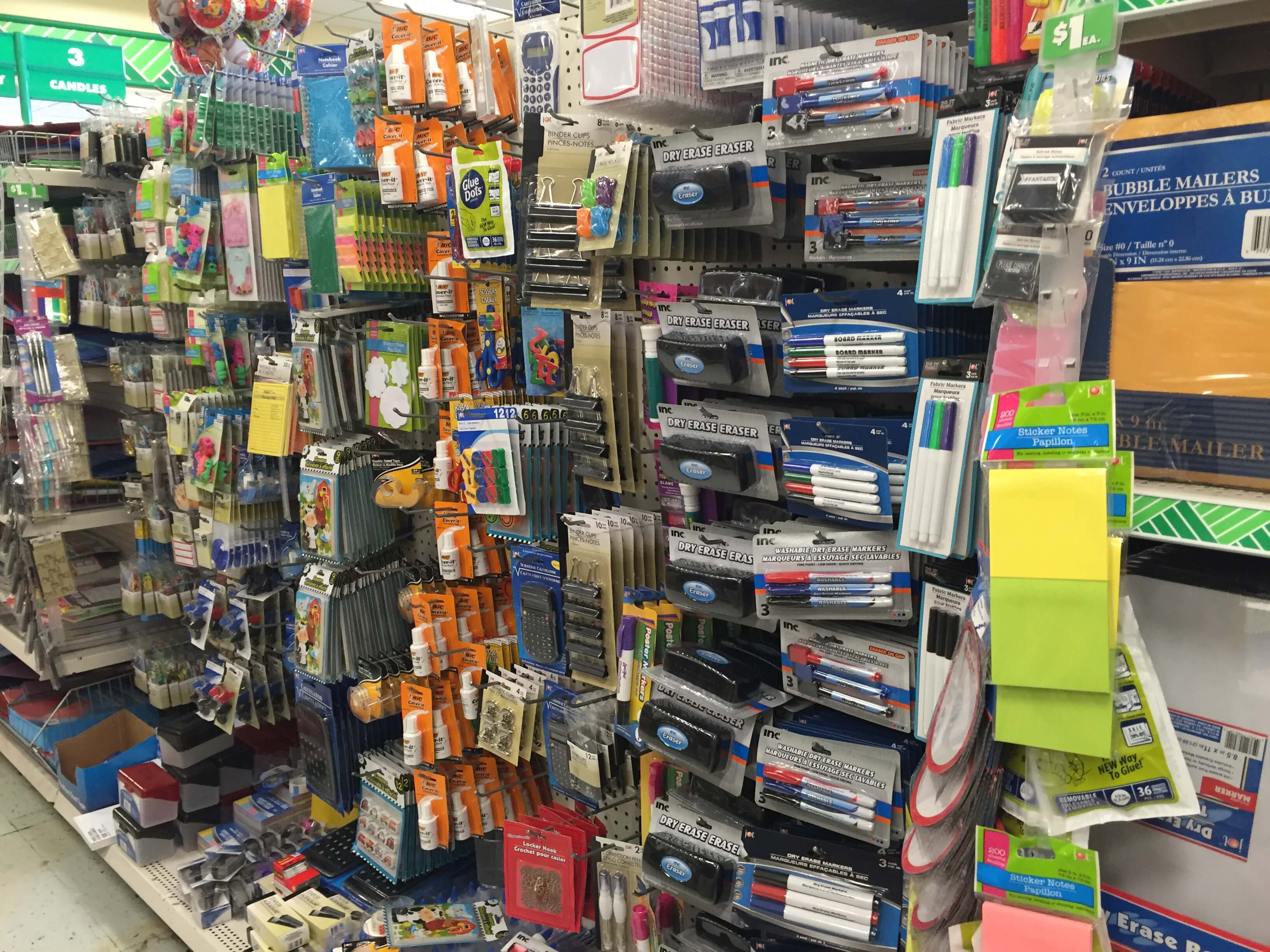 office supplies at the dollar store are a great deal