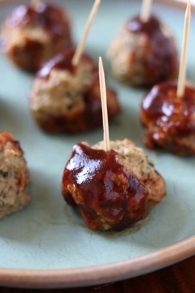 Instant Pot Barbecue Meatballs--tender meatballs with barbecue sauce made quickly in your electric pressure cooker. Add bacon crumbles for extra awesome flavor!