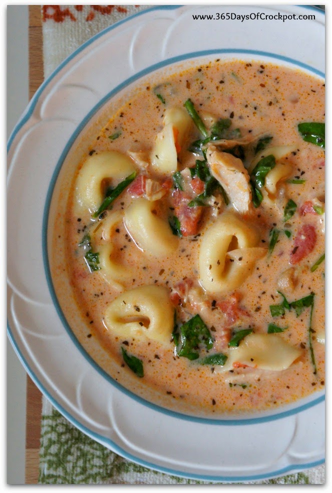 Top 10 most popular slow cooker recipes of 2016--Tortellini Spinach Chicken Soup