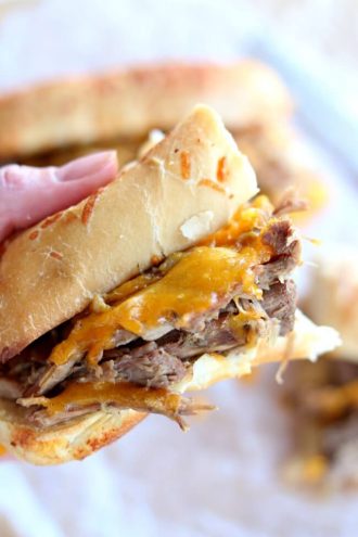Slow Cooker Beef and Cheddar Sandwiches
